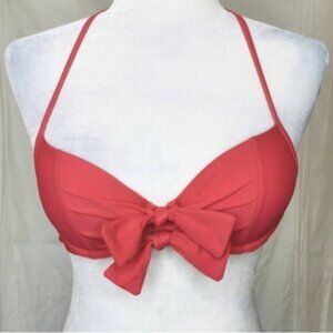 32B Aerie swim red bikini top with bow ties